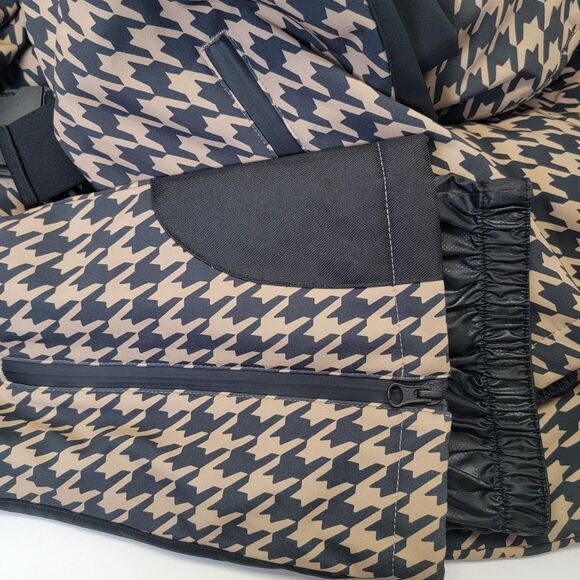 Gsou Snow Women's Slim-Fit Stretch Faux Fur Tan Houndstooth One-Piece Ski Suit S - Picture 11 of 16